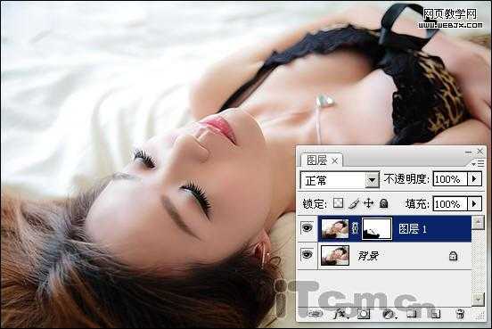 Photoshop 美女加上油嫩光滑的质感肤色