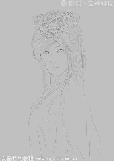 photoshop鼠绘华丽的古典美女插画