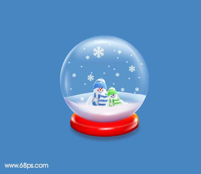 Photoshop设计制作出逼真漂亮的圣诞雪花水晶球