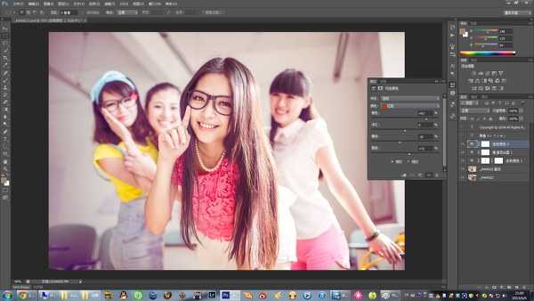 PhotoShop(PS)将宿舍中的女生照片调成淡紫色实例教程