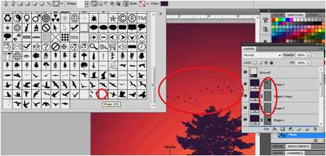 PS利用形状及画笔制作漂亮的剪影海报
