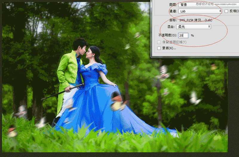 Photoshop调出外景婚片春季清新童话风效果图