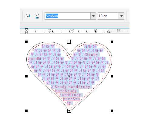 cdr怎么制作心形排版的文字海报?