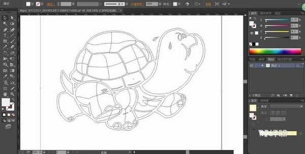 ai怎么手绘卡通乌龟矢量图?