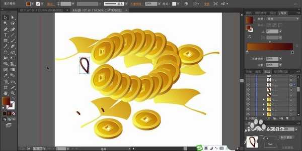 ai怎么绘制一串古铜钱? ai钱币的画法