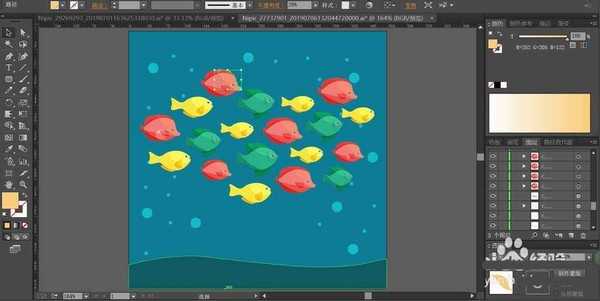 ai怎么手绘热带鱼群插画? ai适量插画的绘制方法