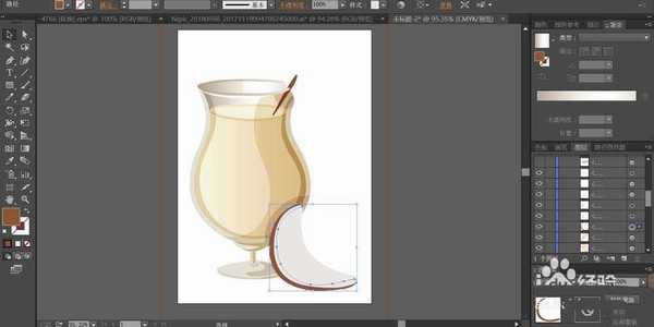 ai怎么绘制一杯椰子果茶? ai椰子汁插画的画法