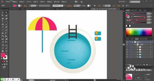 ai怎么手绘游泳池矢量图? ai游泳池插画的画法