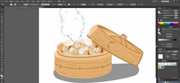 ai怎么手绘竹笼饺子素材? ai画小笼包插画的技巧